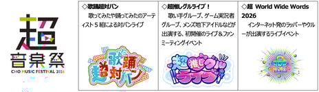 ＜2026年4月25日・26日開催＞
「ニコニコ超会議2026」企画発表第3弾
～超音楽祭2026、自衛隊、教育番組など公開～