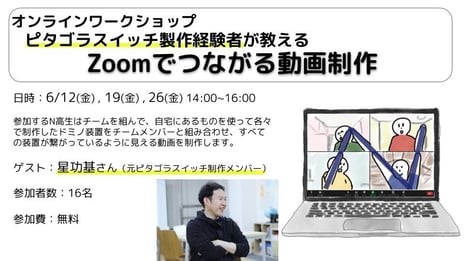 ~オンラインで動画制作ワークショップ開催~
『ピタゴラスイッチ』制作チームメンバーが教える
Zoomでつながるドミノ装置に挑戦