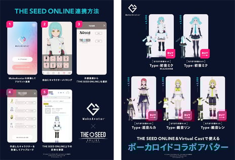 3Dデータ投稿プラットフォーム「THE SEED ONLINE」
3DCGキャラ作成スマホアプリ「MakeAvatar」と連携開始
~「バーチャルキャスト」でVRライブ配信が可能に~